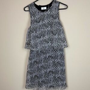 Dolce Vita Black/Cream Animal Print Sleeveless Dress w/ Open Back & Overlay